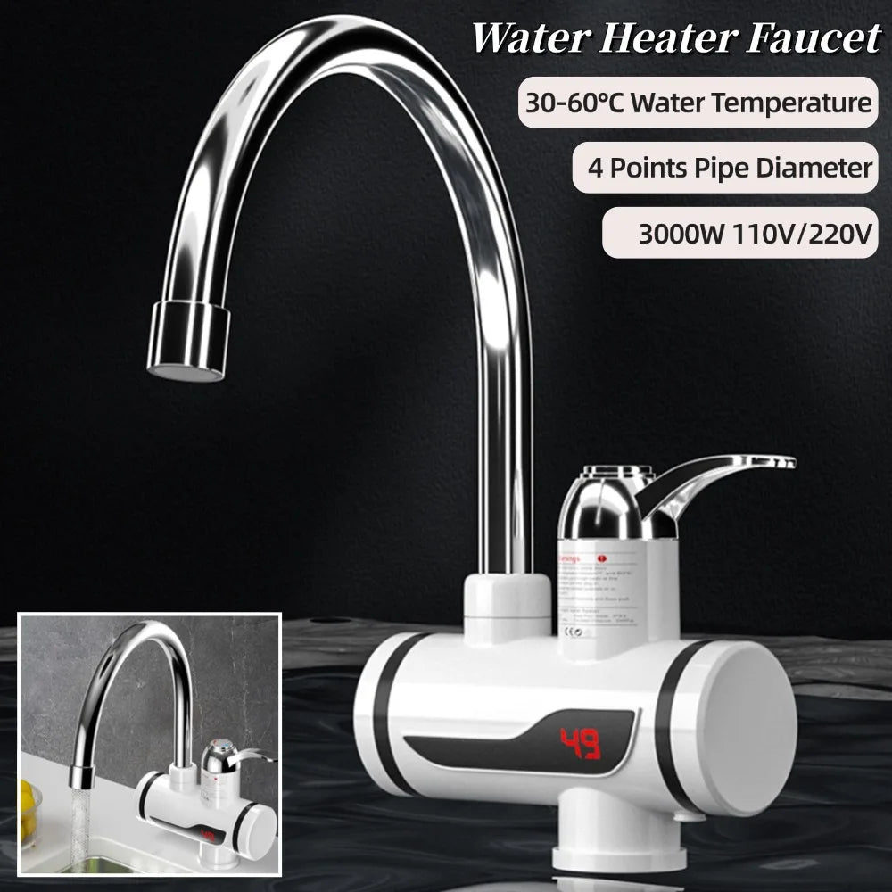 Instant Water Heater Electric Hot Water Heating Kitchen Display Tap Faucet Temperature