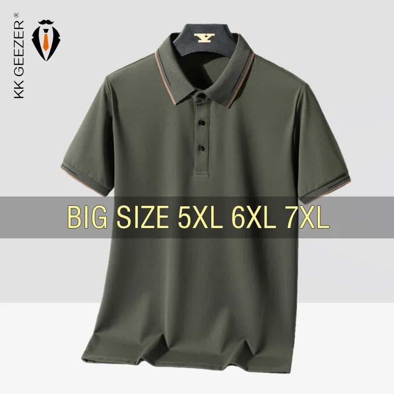 Men Polo Shirt Short Sleeve Summer Cool Thin Oversized 5XL 6XL 7XL 8XL Plus Size T Shirt 2024 Breathable Loose Fashion Male Soft