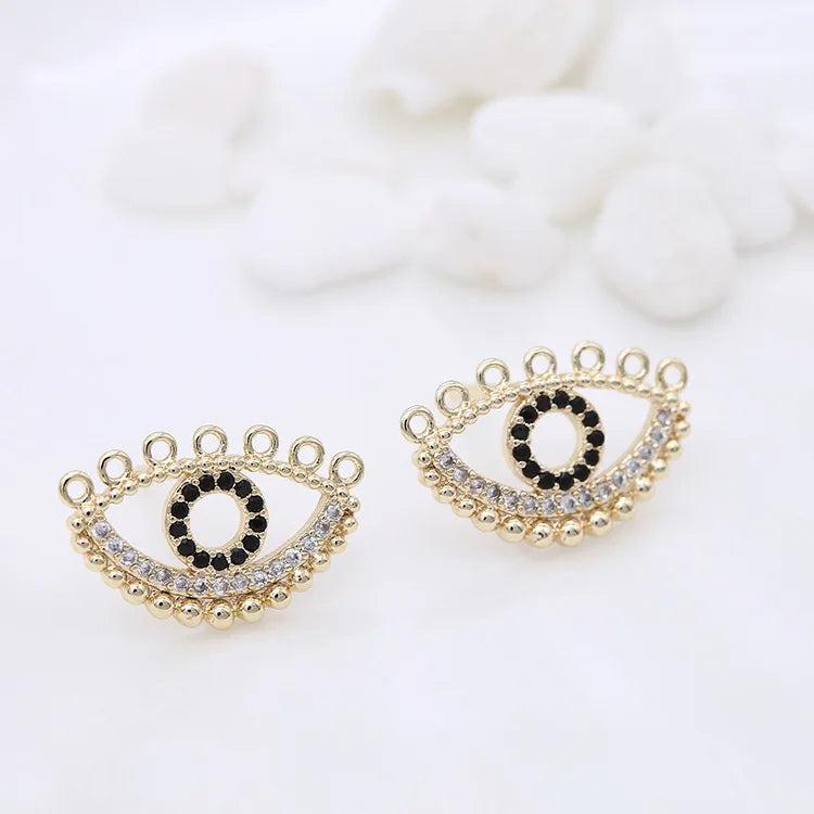 10*17MM 14K Gold Color Evil Eye Earrings For Women New Designer Gold Plated Zircon Turkish Eye Post Earrings Jewellery