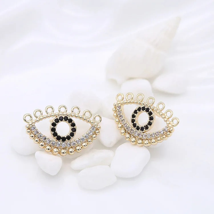 10*17MM 14K Gold Color Evil Eye Earrings For Women New Designer Gold Plated Zircon Turkish Eye Post Earrings Jewellery