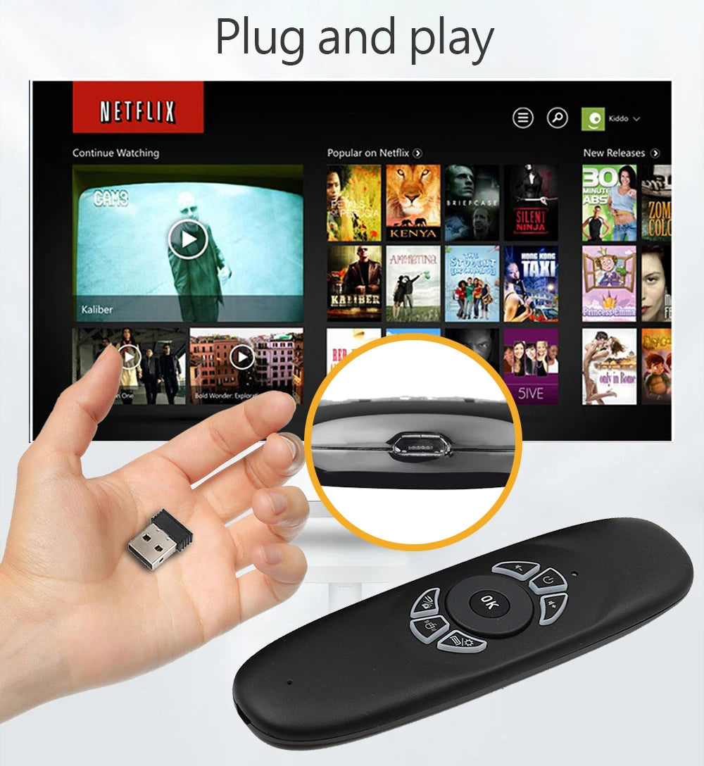 C120 RGB Backlight Fly Air Mouse Gyro Sensor Wireless 2.4G RF Keyboard Remote Control For Android Smart TV Box