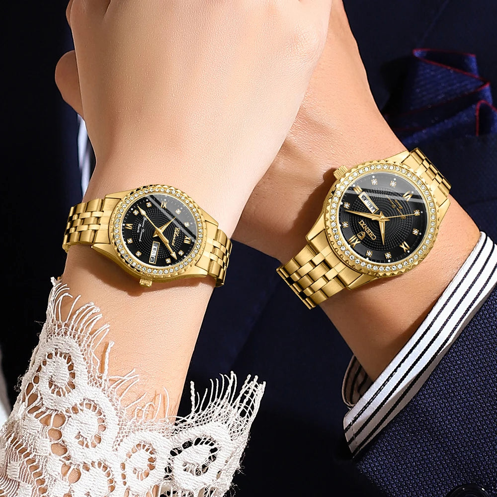 CHENXI Luxury Original Watch for Men Women Quartz Golden Full Steel