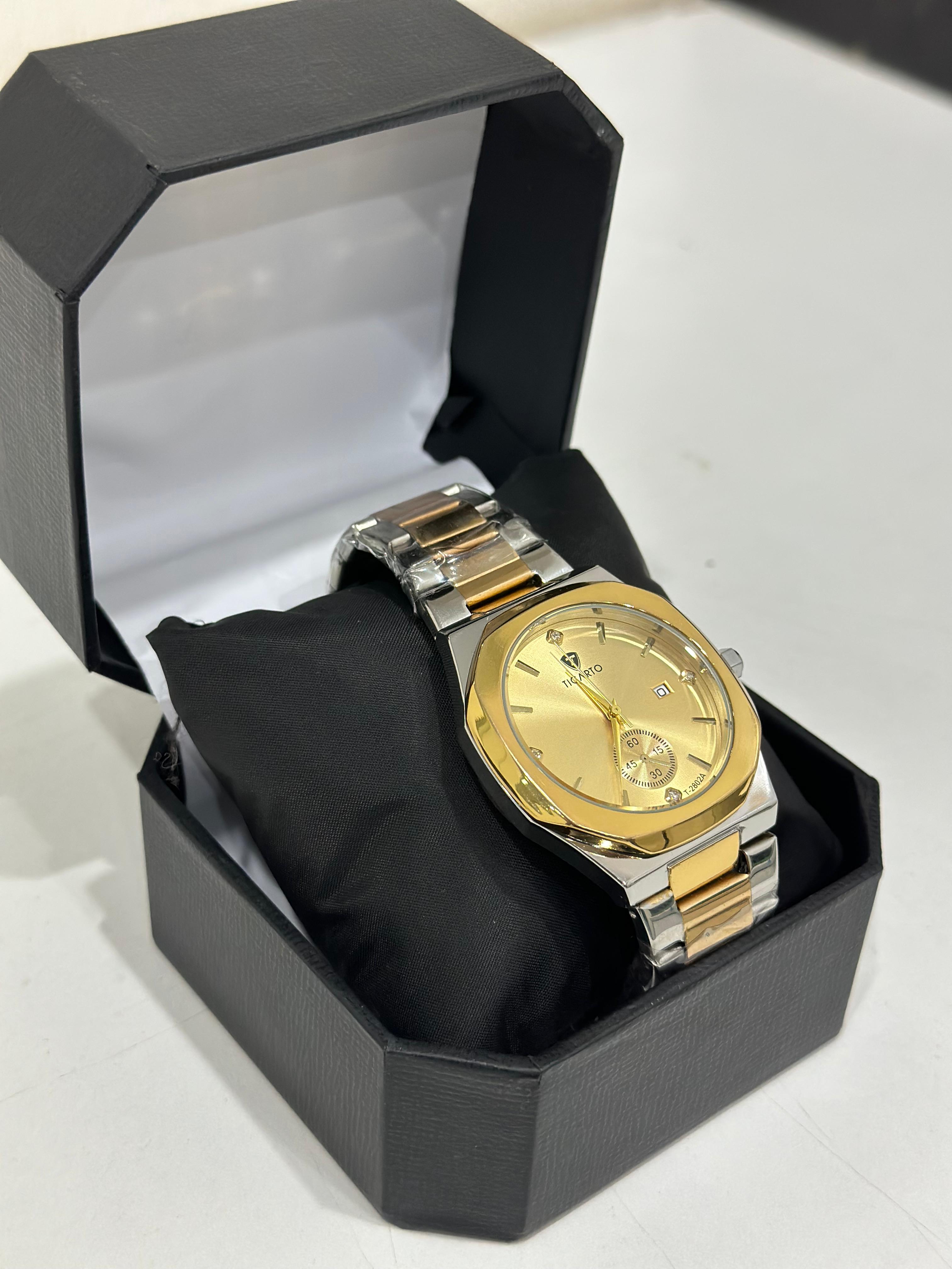 Perimium  Two Tone Gold Dial Watch