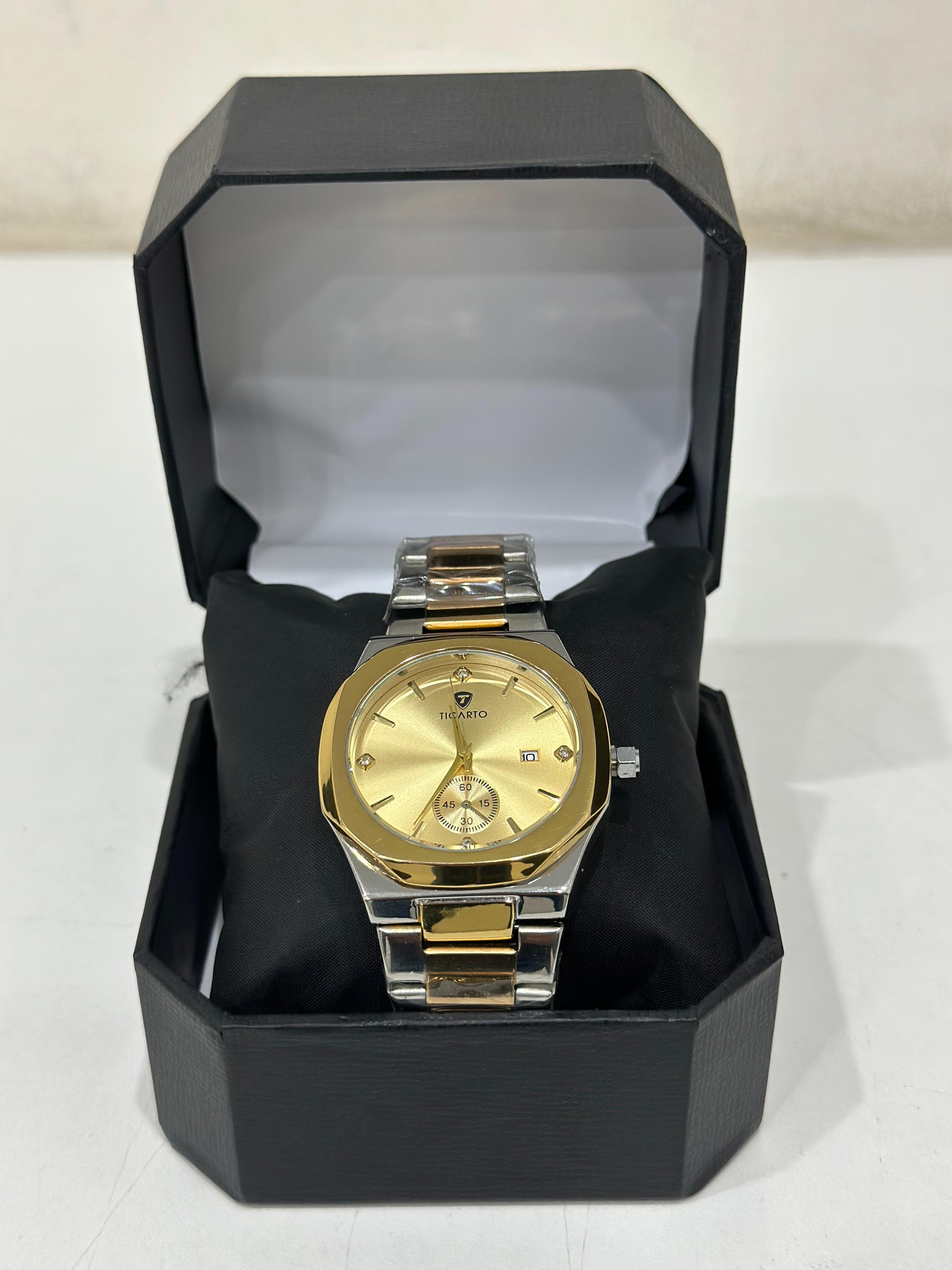 Perimium  Two Tone Gold Dial Watch